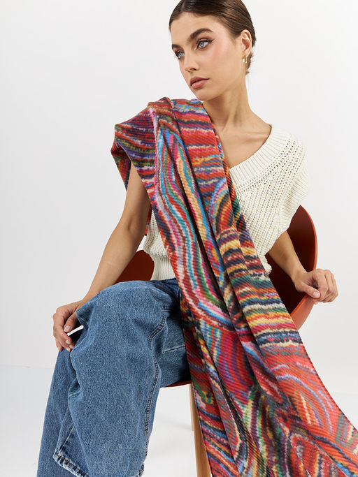 Большой, мягкий, тонкий и очень нежный двусторонний палантин с рисунком - Tantino фото 5