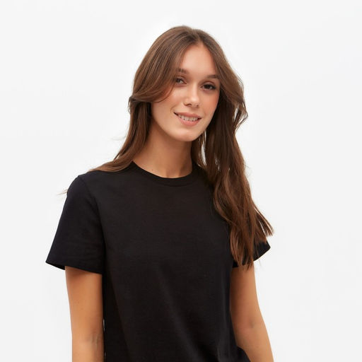 Футболка однотонная женская MINAKU: Basic line, чёрная, размер 42