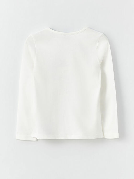 Bisiklet Yaka Bask?l? Uzun Kollu K?z ?ocuk Ti??rt - Waikiki фото 2