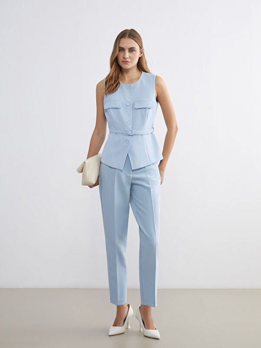 Bisiklet Yaka Krep Kad?n Yelek