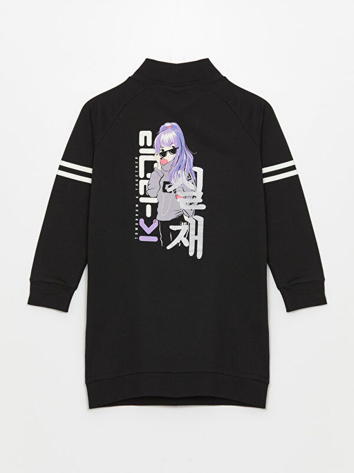 Dik Yaka K-Pop Bask?l? Uzun Kollu K?z ?ocuk Elbise - Waikiki фото 2