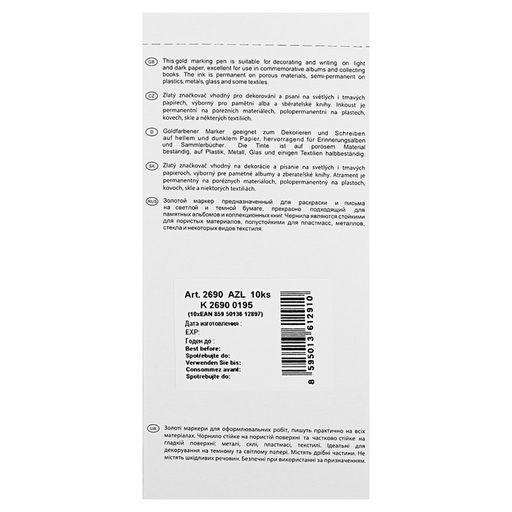 Маркер для декора Centropen 2690, перманентный, узел 3.8 мм, линия 1.5-3.0 мм, золотой