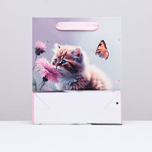 Пакет подарочный ламинированный вертикальный Котёнок, 21?25?8 см