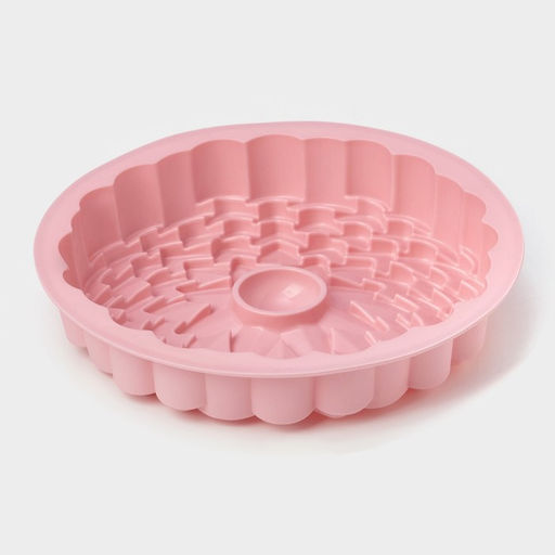 Форма для выпечки Доляна «Хризантема», силикон, d=22 см, розовая