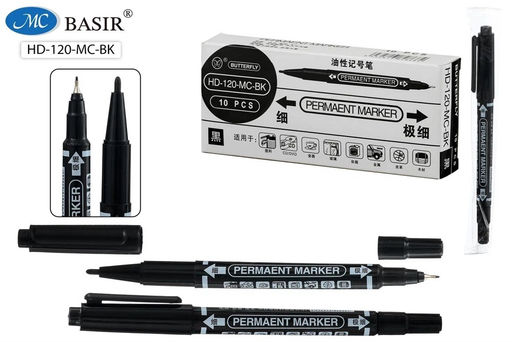 Цена за 3 шт. Маркер для CD Basir двухсторонний 0.5/1 мм, черный (HD120)