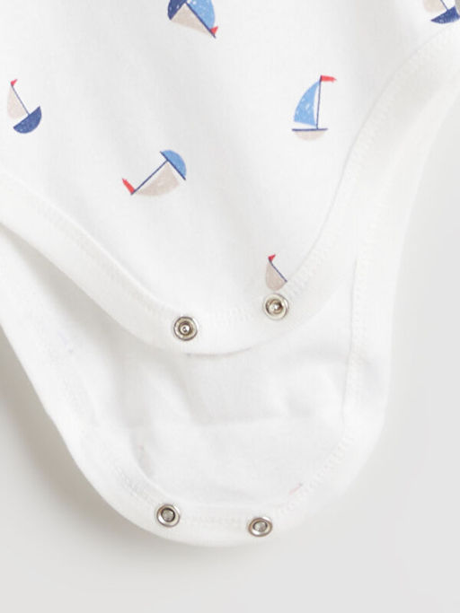 Bisiklet Yaka Bask?l? Erkek Bebek ??t??tl? Body