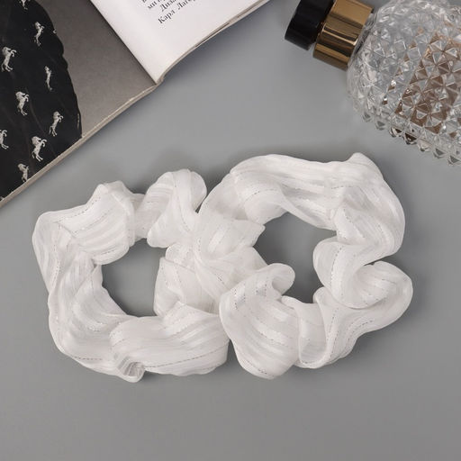 Цена за 6 шт. Резинки для волос «Орбита», набор 2 шт., Ариадна полосы блеск, 9 см, белые