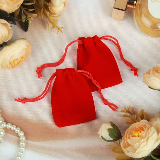 Цена за 50 шт. Мешочек бархатный «Классика», 5×7 см, фасовка 50 шт., красный