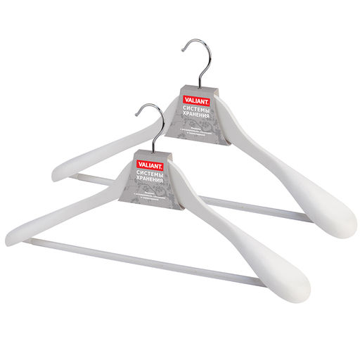 Набор вешалок дерев., 2 шт., с расшир. плеч., 44.5*23*5.8 см, JAPANESE WHITE, шт - Valiant фото 6