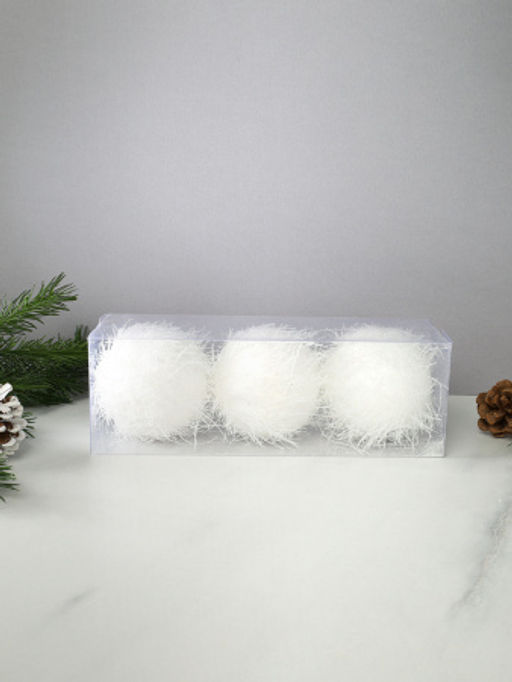 Новогоднее украшение Шары 3 штуки 8 см / WF-191 /уп 128/белые - ГалеонТрейд фото 3