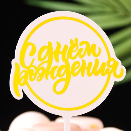 Цена за 3 шт. Топпер для торта С днём рождения, жёлтый - Дарим Красиво фото 2