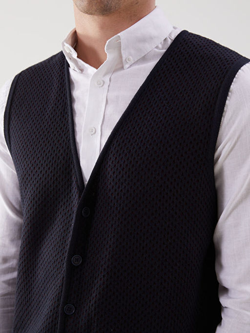 Standart Kal?p V Yaka Erkek Triko Yelek