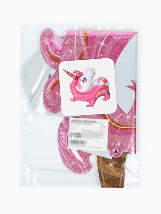 Цена за 2 шт. Воздушный шар фольгированный 16" "Единорог" розовый, набор 5 штук