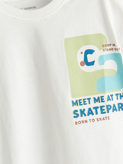 Bisiklet Yaka Bask?l? Erkek ?ocuk Ti??rt