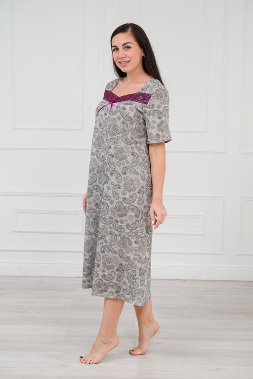 Ночная сорочка из кулирки Кружевница огурчик черно-бордовый - Амадэль фото 9