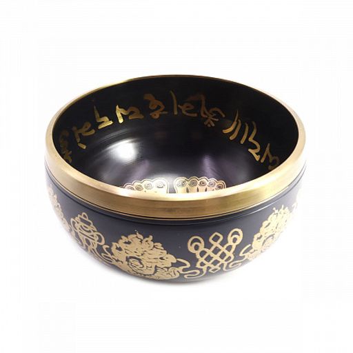 Чаша поющая с золотыми символами Стопы 5 металлов от 600гр до 750гр