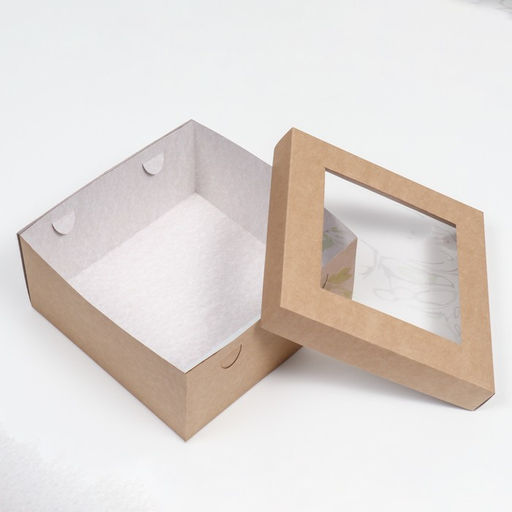 Цена за 5 шт. Коробка складная, крышка-дно,с окном, крафт, 25 х 25 х 12 см - UPAK LAND фото 3