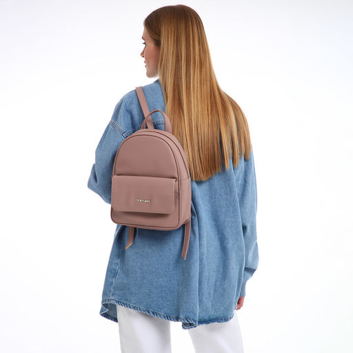 Рюкзак-мини женский TEXTURA, на молнии, размер 22×10×28 см, пудровый