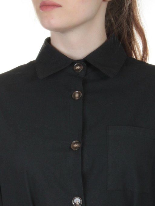 803 BLACK Платье хлопковое с воротником Fashion