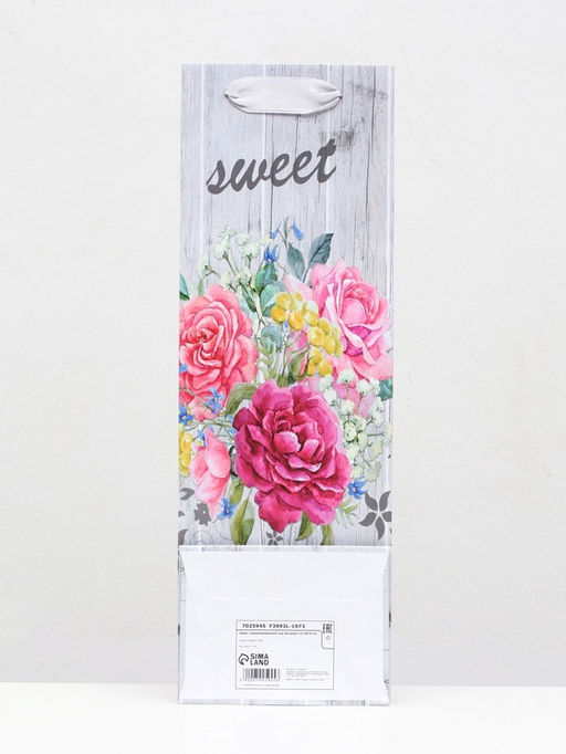 Цена за 12 шт. Пакет ламинированный под бутылку Букет цветов 12?36?9