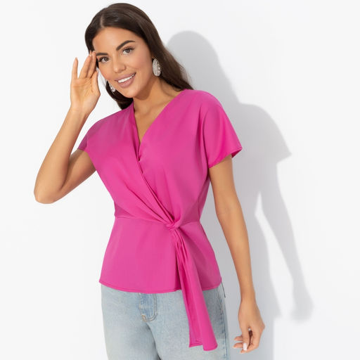 Блуза с декоративной драпировкой Откройся желаниям (фуксия) - Charutti фото 6