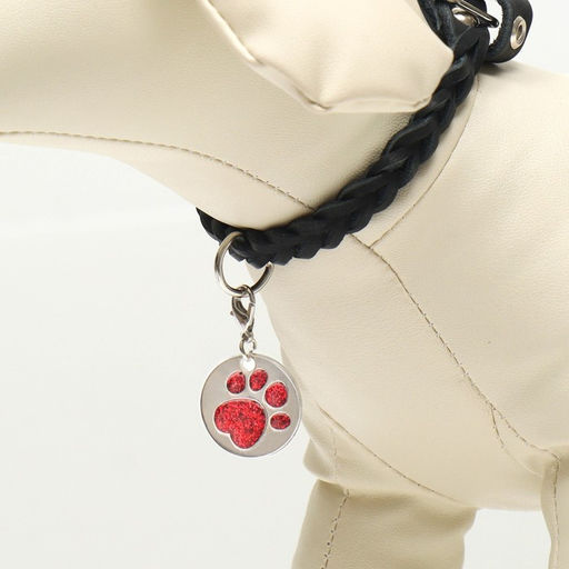 Адресник под гравировку Блестящая лапка с карабином, 2,2 см, красный - Пижон фото 5