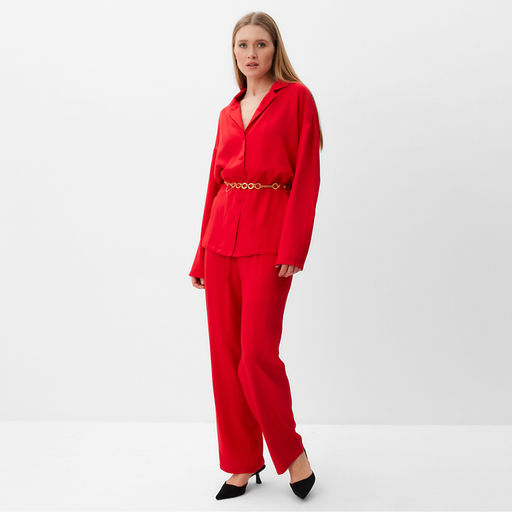 Костюм женский (рубашка, брюки) MINAKU:Casual Collection, красный, размер 50