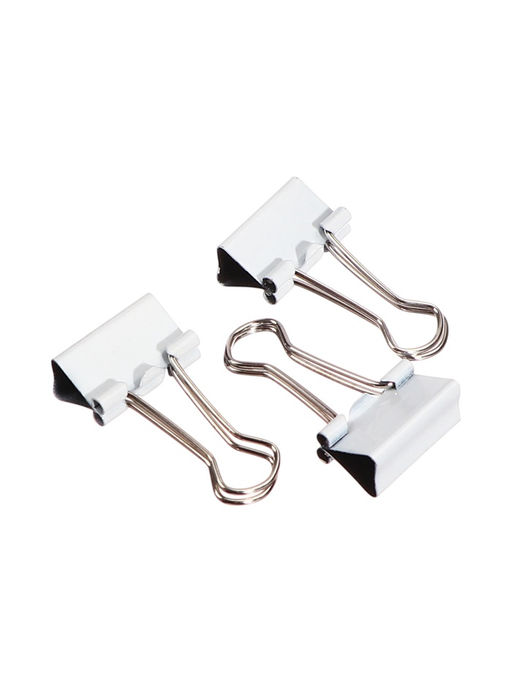 Цена за 12 шт. Набор зажимов для бумаг белых 19 мм 25 штук, в пластиковой тубе, TOP Calligrata