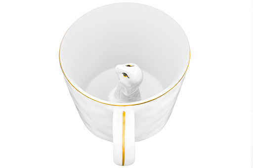 Кружка 300 мл 14*10*7,5 см Любопытная змея внутри кружки, белая с золотом - Elan gallery фото 4