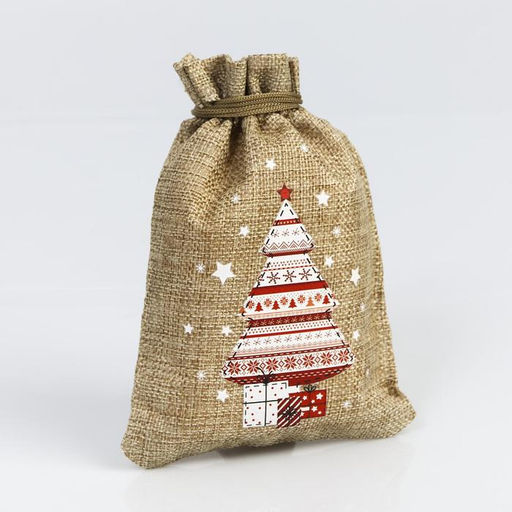 Цена за 5 шт. Мешочек новогодний подарочный с термонаклейкой Подарки, 16?24 см  1.5 см