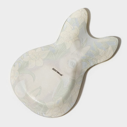 Блюдо сервировочное Доляна «Кролик в цветах», 21×13.5×1.8 см, стекло, зелёное, жёлтое