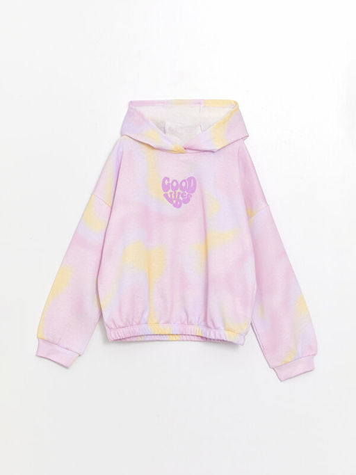 Kap??onlu Bask?l? Uzun Kollu K?z ?ocuk Sweatshirt - Waikiki фото 3