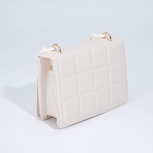 Сумка женская мессенджер из искусственной кожи с цепью, 14×20 см, молочная