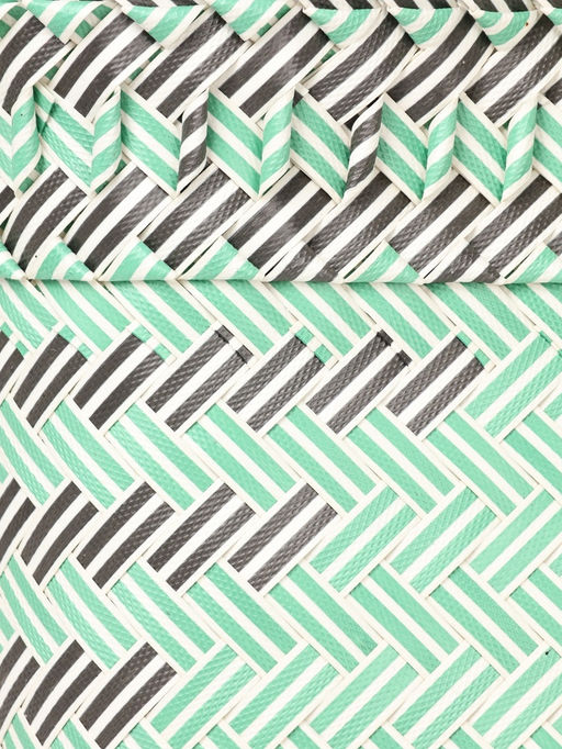 Сумка плетёная, 30×15×35 см, пластик, бирюзовая с чёрным