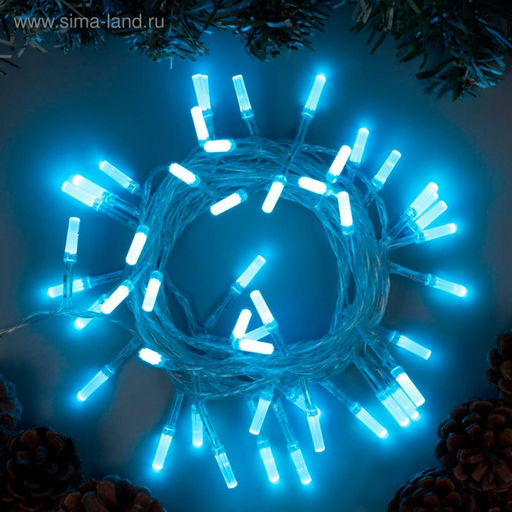 Гирлянда Нить 5 м с насадками Звёздочки, IP20, прозрачная нить, 50 LED, свечение аквамарин, 8 режимов, 220 В - Luazon lighting фото 2