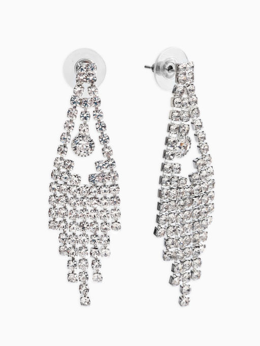 Набор 2 пред-а: серьги, колье со стразами "Лёд" зигзаг, d=13,5см, цвет белый в серебре