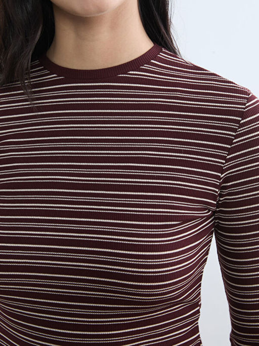 Bisiklet Yaka ?izgili Kad?n Body