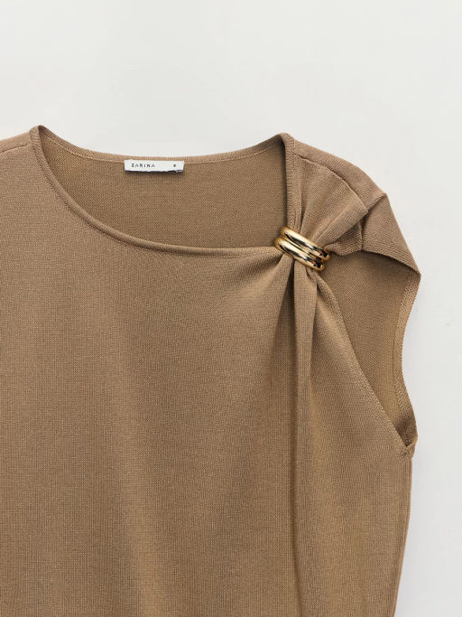 Вязаный топ с брошью ZR2605023305-63 / Zarina