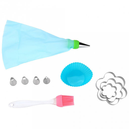 Кондитерский набор 12 предметов Кулинар: мешок для крема п/эт; насадка - 5 штук, нержавеющая сталь; фиксатор для насадок пластик; форма для кекса силикон д7х3см; кисточка силикон 16см; форма для печенья - 3 штуки: цветок д3,8х1,3см, д5,8х1,3см, д7, - Домашняя мода фото 2