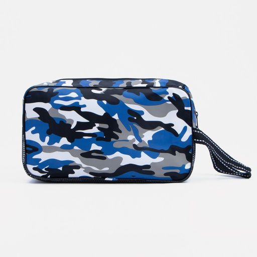Косметичка на молнии мужская, с ручкой, с принтом Камуфляж, синяя - Simaland фото 2