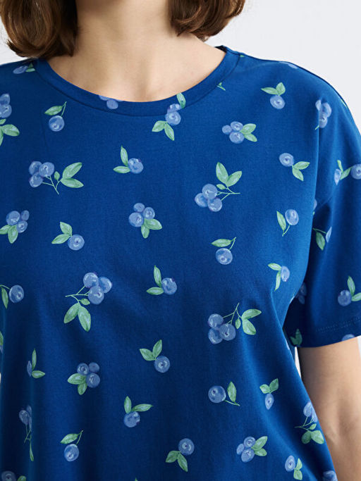 Bisiklet Yaka Kiraz Bask?l? Kad?n Pijama Tak?m?