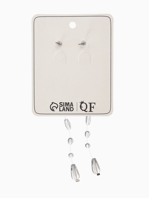 Серьги на леске "Капля росы", цвет белый в серебре