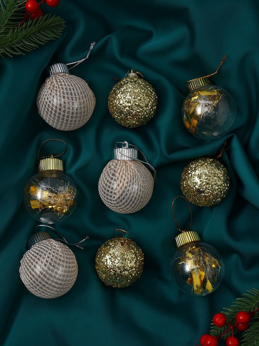 Ёлочные игрушки Капризы зимы, шары новогодние, d=6 см, 9 шт. золото - Зимнее волшебство фото 9