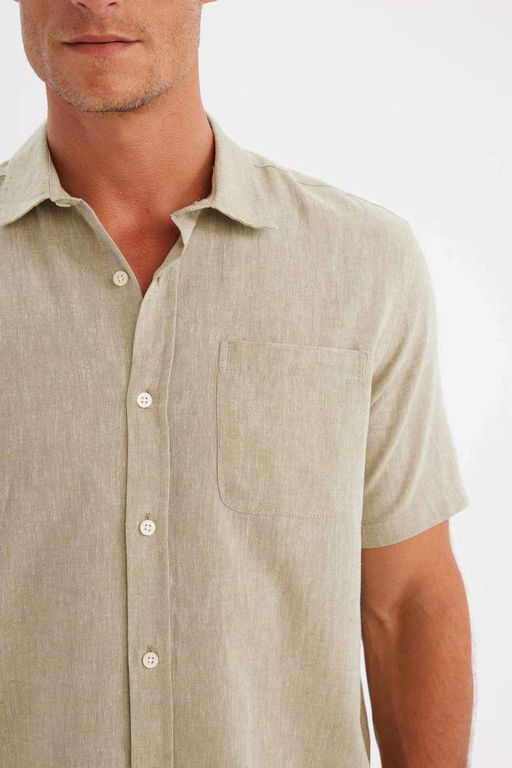 Рубашка стандартного кроя с воротником поло и короткими рукавами - Defacto фото 5