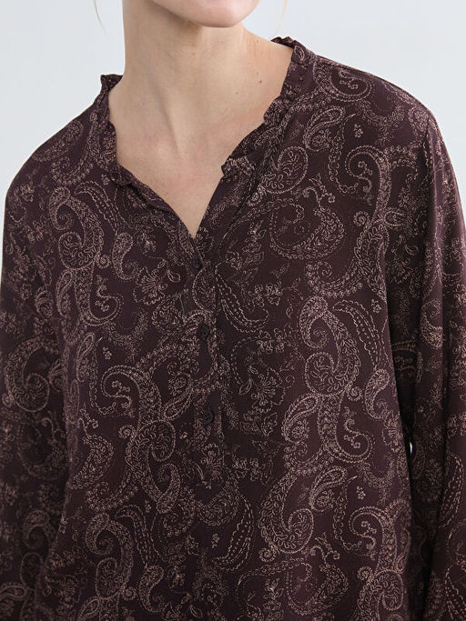 Ka??k Yaka Desenli Bluz