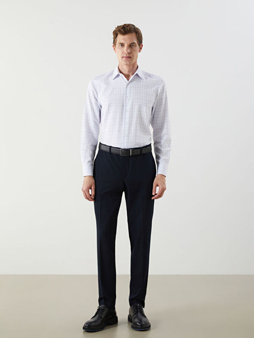 Regular Fit Uzun Kollu Ekose Gabardin Erkek G?mlek