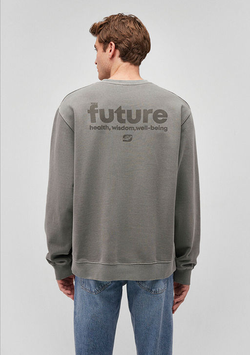 S?rt Detayl? Gri Sweatshirt - Mavi фото 4