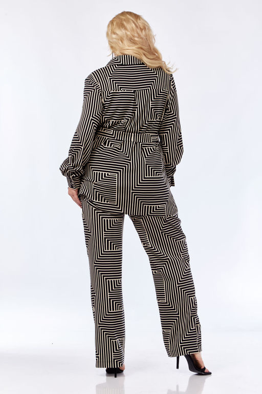 Костюм Элль стиль 2299 бежевый/черный принт  фото 6