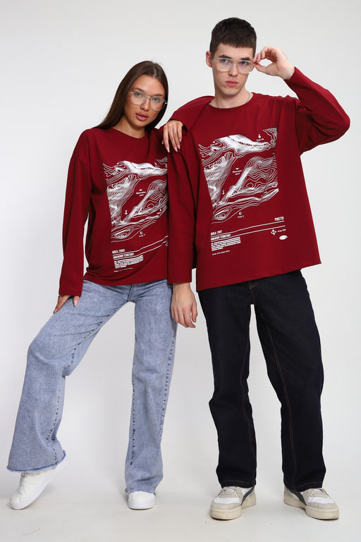 Лонгслив унисекс с принтом Карта ЛГ-01