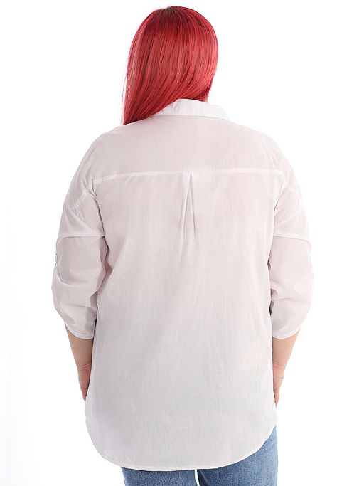 Рубашка базовая летняя белая с серебряным рисунком - Almond фото 2